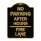 Signmission No Parking-After Hours Fire Lane, Black & Gold Aluminum Architectural Sign, 18" x 24", BG-1824-23815 A-DES-BG-1824-23815 - alternate 1